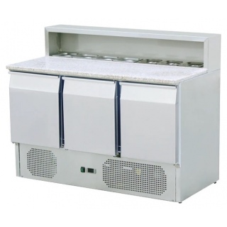 Стол для пиццы Koreco PS/903 холодильный, с 3 дверьми для формата GN1/1, витрина