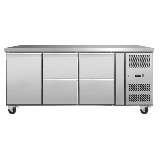 Стол холодильный Koreco GN/3100TNL1D4 островной с 1 дверью GN1/1, с 4 ящиками