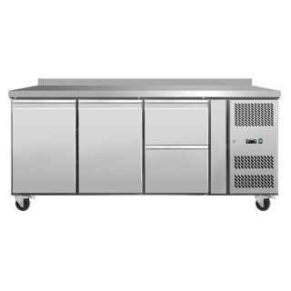 Стол холодильный Koreco GN/3100TNL2D2/W пристенный с 2 дверьми GN1/1, с 2 ящиками