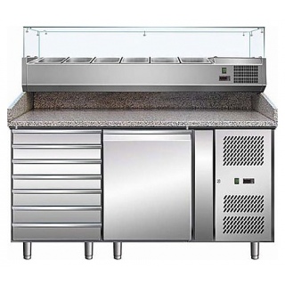 Стол для пиццы c 1 дверью для формата 60*40 см и 7 ящиками Koreco SPZ1610TN